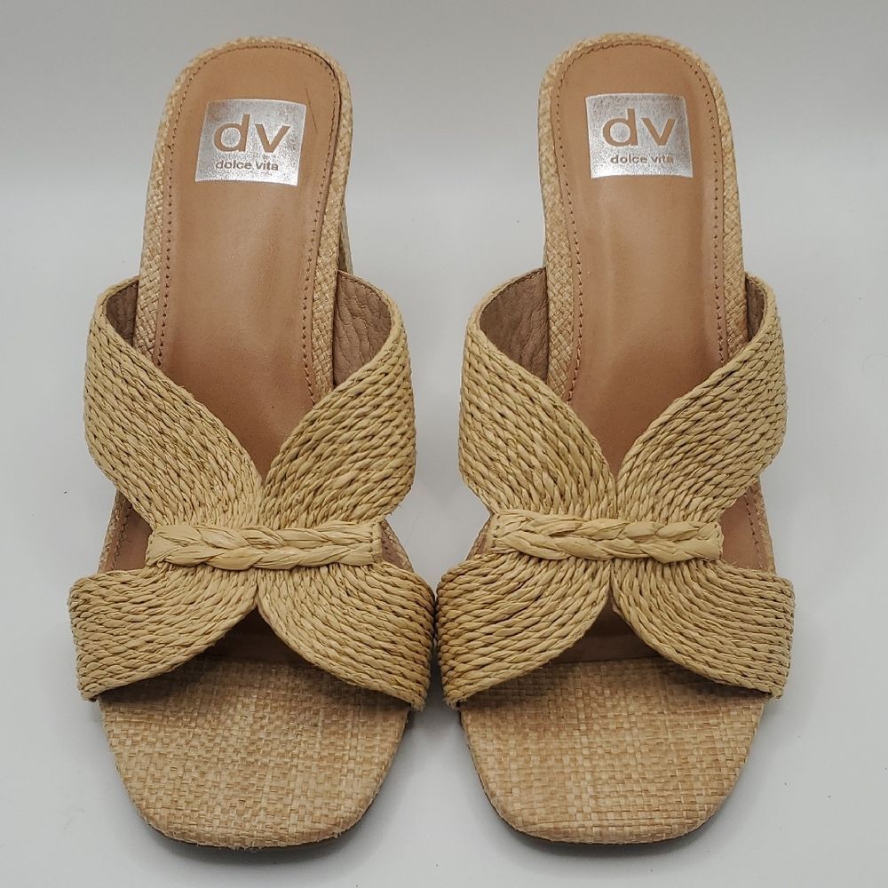 Dolce Vita Women's Woven Tan Chunky Heel Sandals Size 9.5